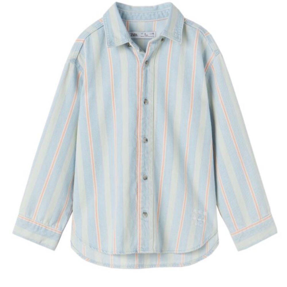 ZARA Striped Denim Shirt - Size 6